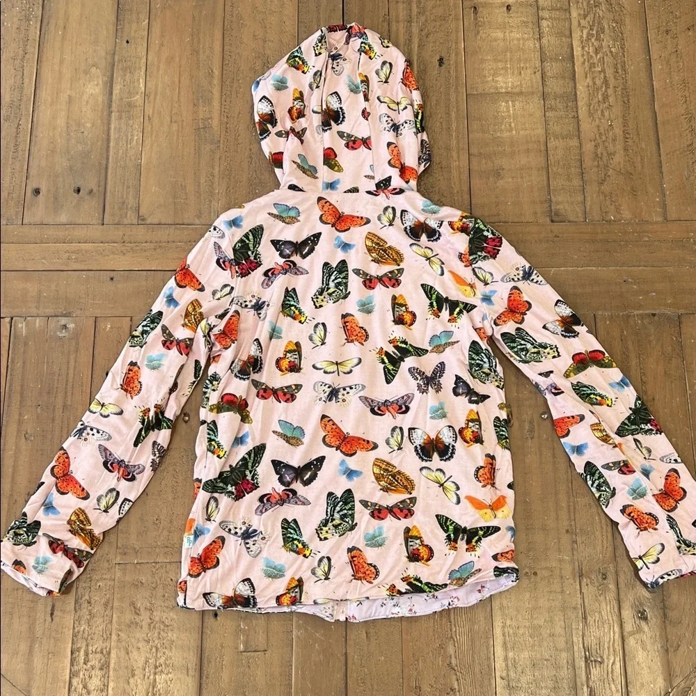 Posh peanut bamboo floral butterfly reversible hoodie sweatshirt size 3-4 - Picture 5 of 9